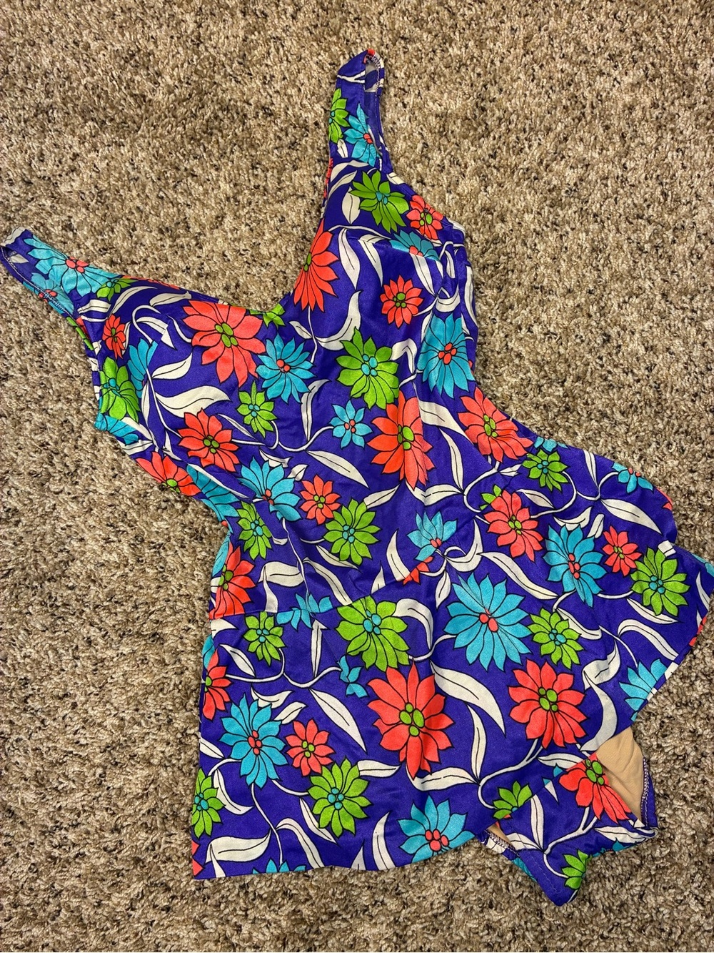 Sears Sea Stars VTG 50s 60s Floral One Piece Swimsuit Dress Pin Up Retro